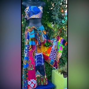 Patchwork palazzo pants set